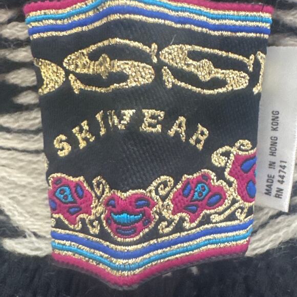 Ossi Ski Wear Wool Ski Hat Black Cream Worsted Wool Acrylic Headband One Size - Picture 4 of 5